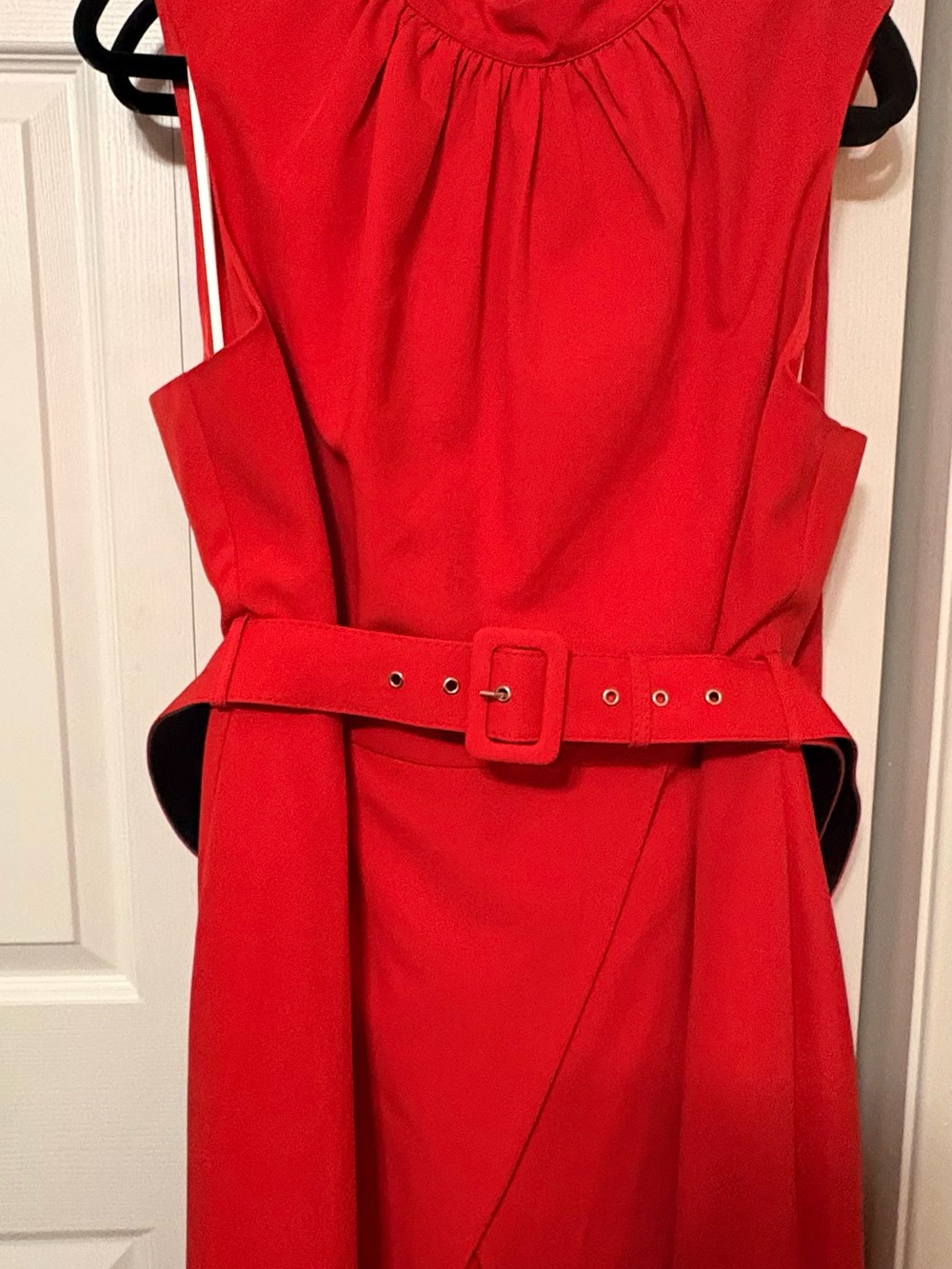 Fashion Nova Red Sleeveless Belted Midi Dress
